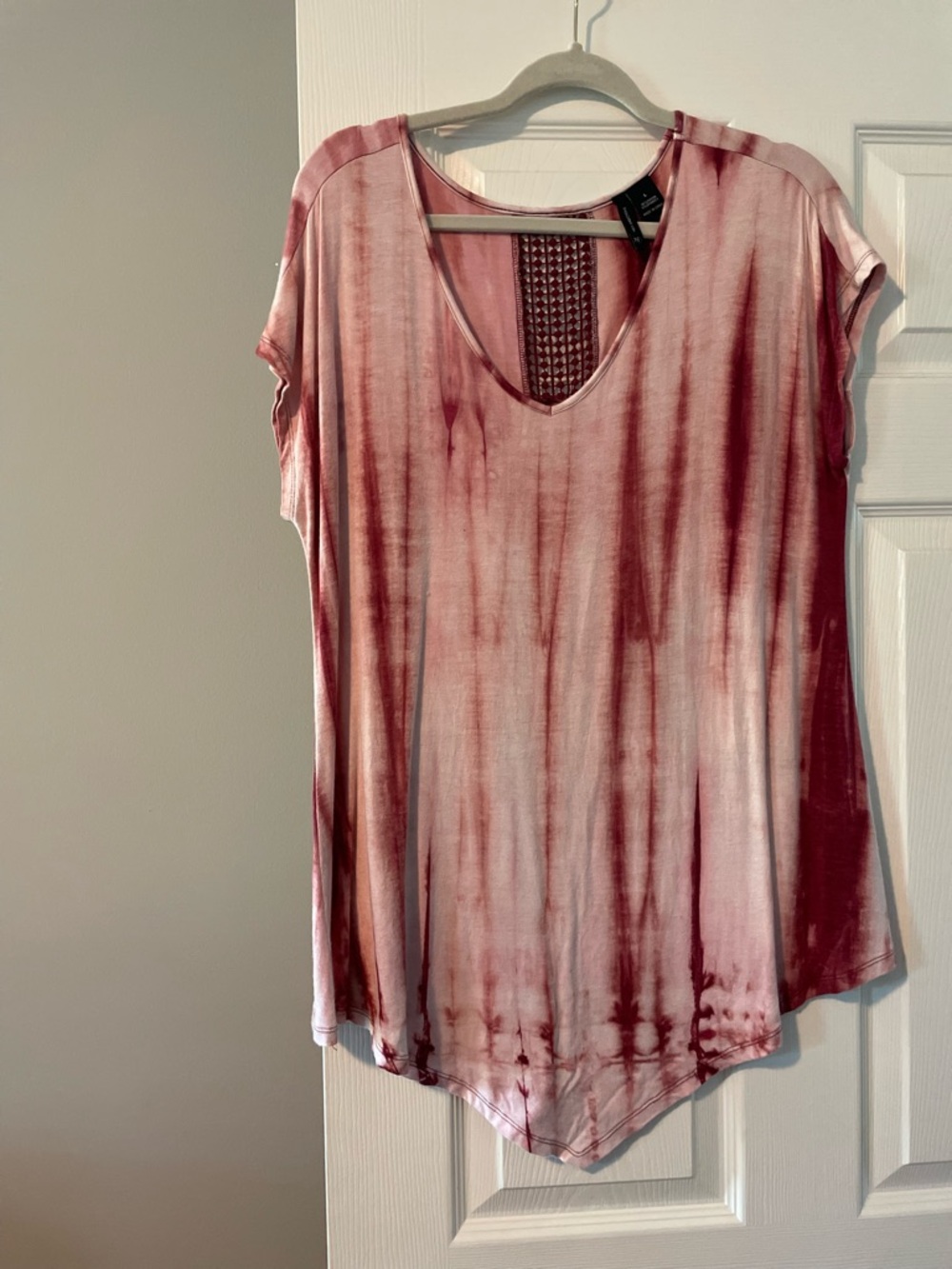 new directions V-Neck Tunic with crotchet back detail